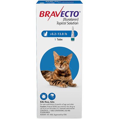Bravecto Spot-On for Medium Cats 6.2-13.8 lbs (Blue) 250 mg