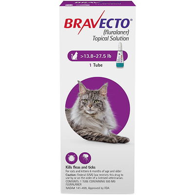 Bravecto Spot-On for Large Cats 13.8 lbs - 27.5 lbs (Purple) 500 mg