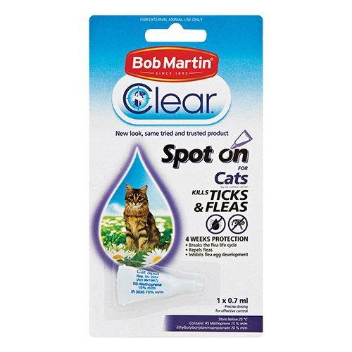 Bob Martin Clear Ticks & Fleas Spot On for Cat Supplies