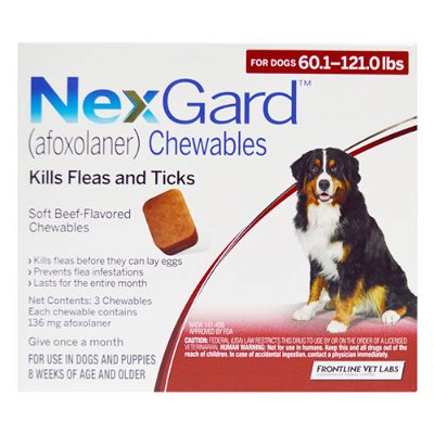 Nexgard Chewables For Extra Large Dogs 25-50kg (60 to 121lbs) Red