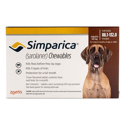 Simparica Chewables For Xlarge Dogs 40-60kg (88 to 132lbs) Red