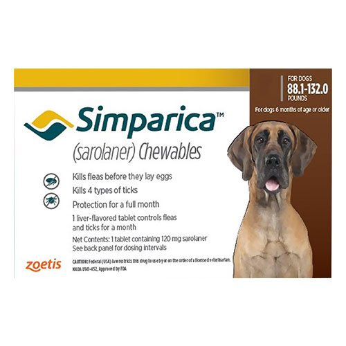 Simparica Chewables for XLarge Dogs 40.1-60KG (RED)