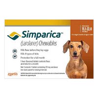 Simparica Chewables For Small Dogs 5-10kg (11 to 22lbs) Orange