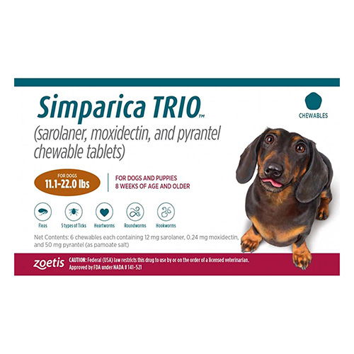 Buy Simparica TRIO for Dogs 11.1 22 lbs Caramel Online