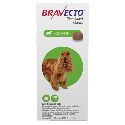 Bravecto For Medium Dogs 10-20kg (22 to 44lbs) Green