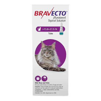Bravecto Spot-On for Large Cats 13.8 lbs - 27.5 lbs (Purple) 500 mg