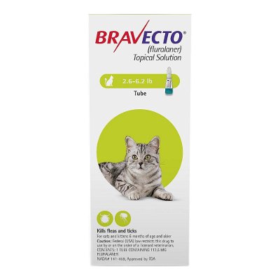 Bravecto Spot-On for Small Cats 2.6 lbs - 6.2 lbs (Green) 112.5 mg