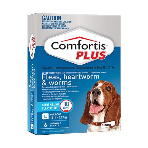 Comfortis Plus (Trifexis) Chewable Tablets For Large Dogs (18.1-27kg) Blue