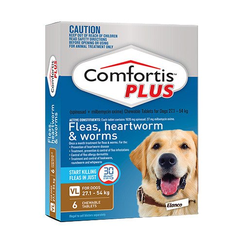 Comfortis Plus (Trifexis) Chewable Tablets For XLarge Dogs (27.1-54kg) Brown