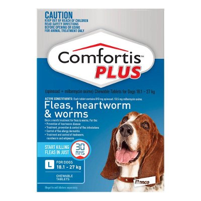 Comfortis Plus (Trifexis) Chewable Tablets for Large Dogs 18-27 kg (40 to 60 lbs) Blue