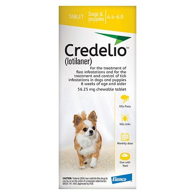 Credelio for Dogs 4.4 to 06 lbs (56.25 mg) Yellow