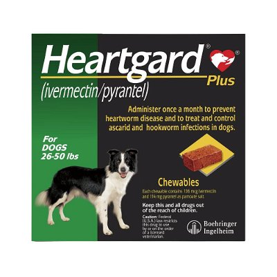 Heartgard Plus Chewables For Medium Dogs 11-22 kg (25 to 50lbs) Green