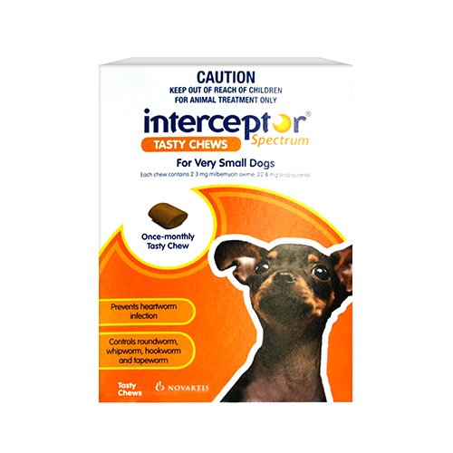 Interceptor Spectrum Tasty Chews For Very Small Dogs Up To 4Kg (Brown)