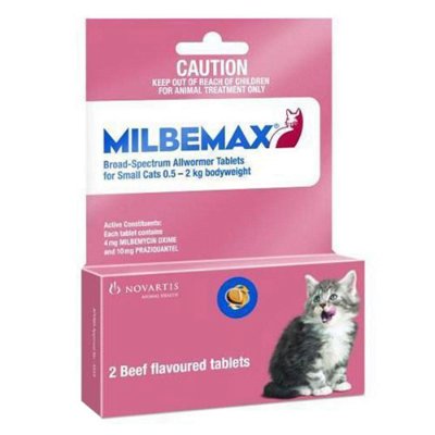Milbemax Allwormer Tablets For Small Cats 0.5 To 2 Kg - upto 4.4lbs