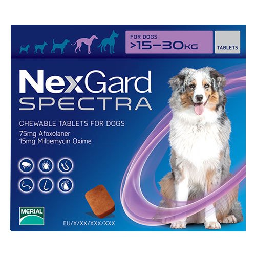 Nexgard Spectra Chewables For Large Dogs 15-30kg (33 to 66lbs) Purple