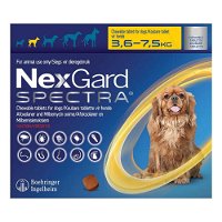 Nexgard Spectra Chewables For Small Dogs 3.5-7.5kg (7.7 to 16.5lbs) Yellow