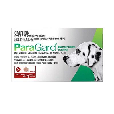 Paragard Broad Spectrum Wormer For Large Dogs 20 Kg - 44lbs