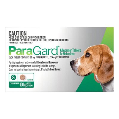 Paragard Broad Spectrum Wormer For Medium Dogs 22 lbs (10Kg) Green