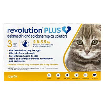Revolution Plus for Kittens and Small Cats 2.8-5.5lbs (1.25-2.5kg) Yellow
