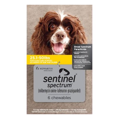 Sentinel Spectrum Tasty Chews For Medium Dogs 11-22kg (25 to 50lbs) Yellow