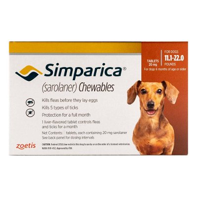 Simparica Chewables For Small Dogs 5-10kg (11 to 22lbs) Orange