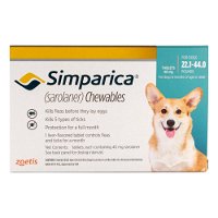 Simparica Chewables 40mg For Medium Dogs 10-20kg (22 to 44lbs) Blue